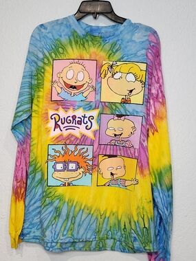 Nickelodeon Rugrats Tie-Dye Long Sleeve Shirt - Blue, Yellow, Purple, Pink